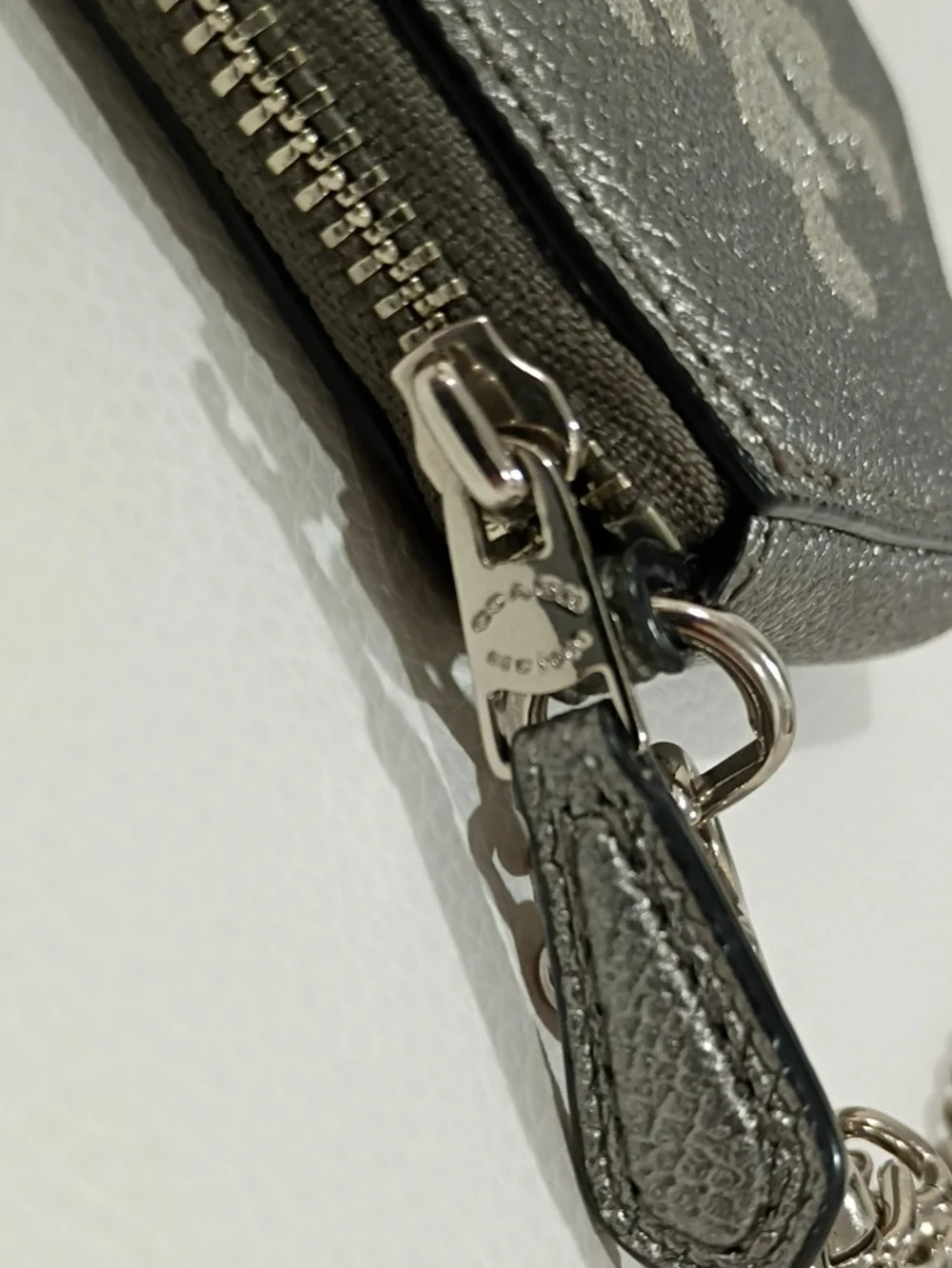 Coach Silver Hexagon Coin Pouch with Snowflake Charm